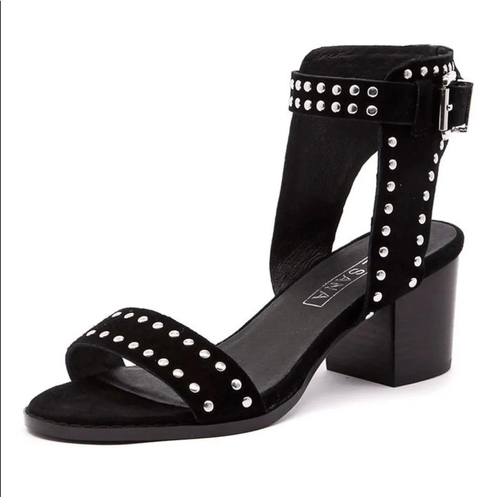 SOL SANA PORTER HEEL IN STUDDED BLACK SUEDE